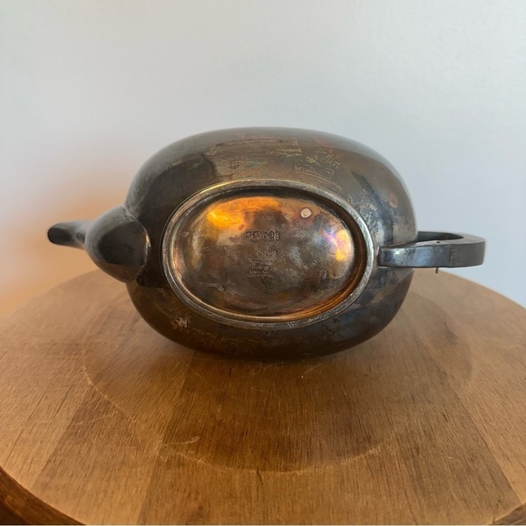 Vtg Silver Plated Sheffield Design  Kettle Tea Patina Nickel England Engraved M - Picture 10 of 16